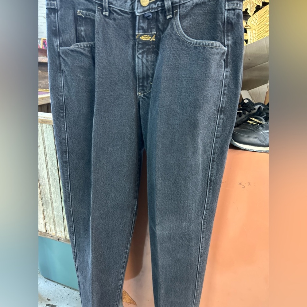 Vintage 90s Hard to find Girbaud Jeans. Ash black with gold trim. Waist size 31.
